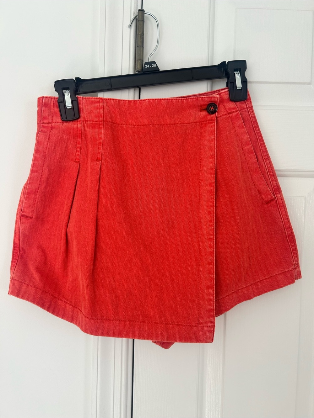 Free People Red Wrap Skort with Pleat Detail